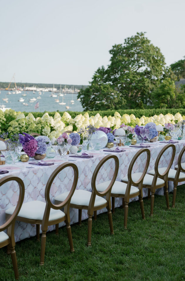 Martha’s Vineyard Destination Wedding tablescape. Designed by  JWennes Events.
