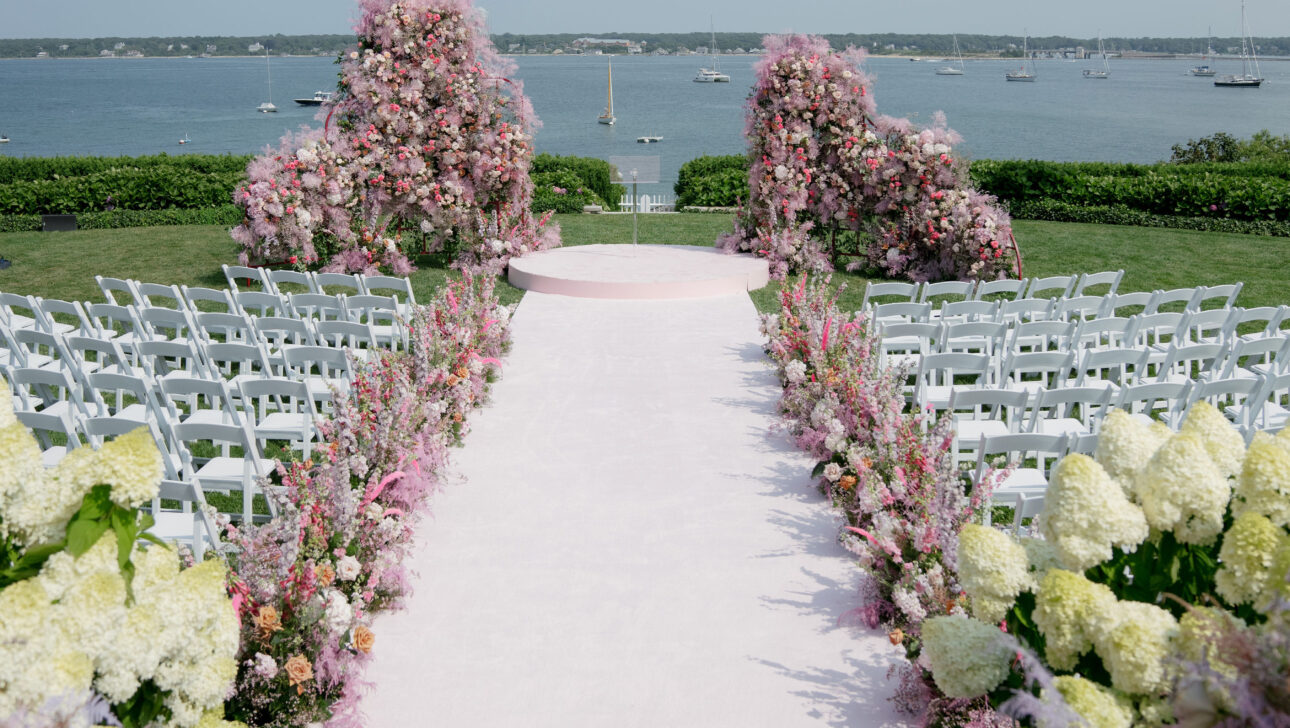Martha's Vineyard oceanfront wedding ceremony. Designed by  JWennes Events.