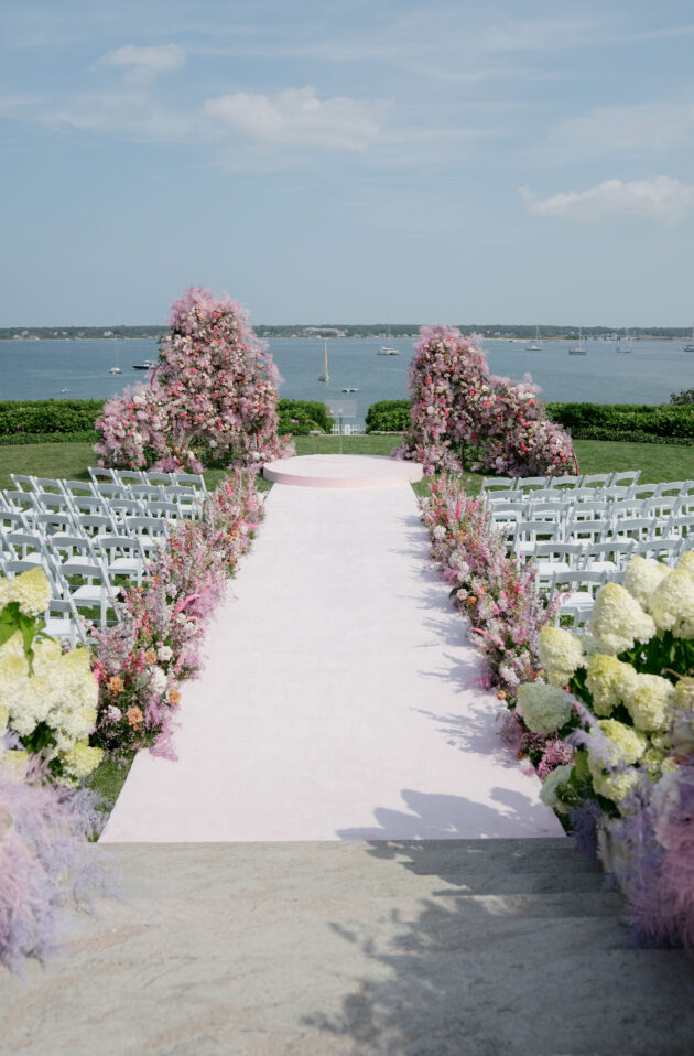 Martha's Vineyard oceanfront wedding ceremony. Designed by  JWennes Events.