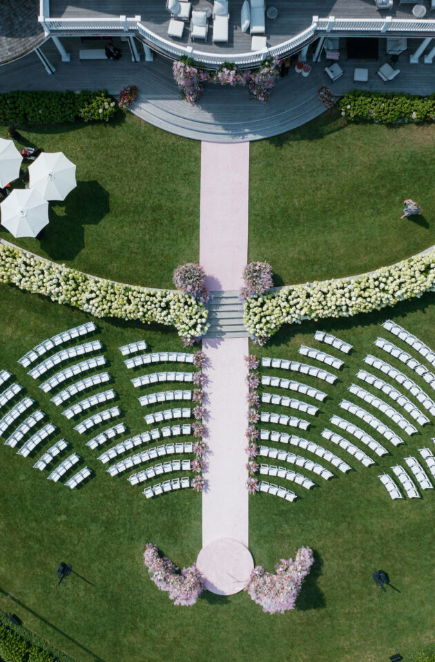 Martha's Vineyard Destination Wedding Ceremony Decor. Designed by  JWennes Events.