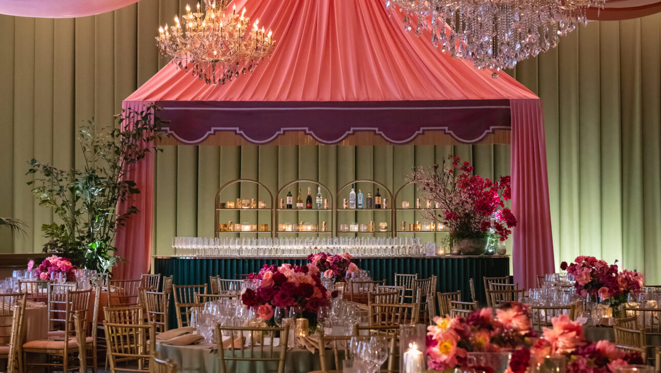 The exclusive amfAR Palm Beach Gala event seated gala dinner designed by  JWennes Events.
